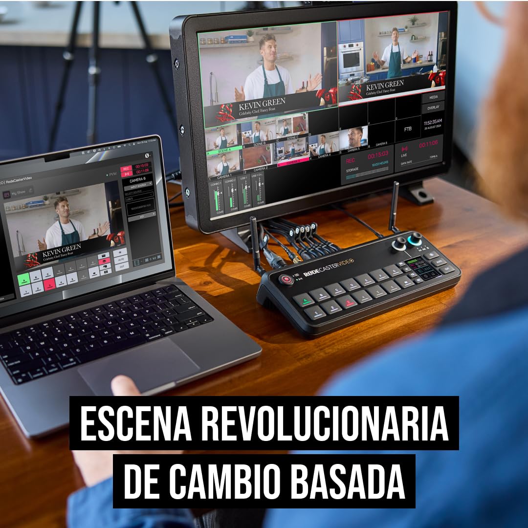RØDE RØDECaster Video, Conmutador de vídeo profesional e interfaz de audio, Multi-cámara, 6 x entradas de vídeo (HDMI y USB), 1080p60, Escenas de múltiples fuentes