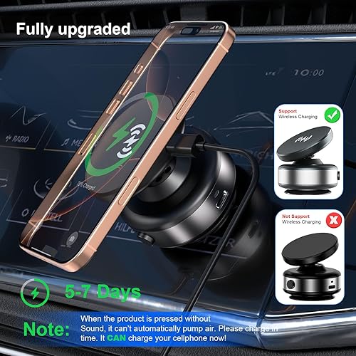 Miniatura 3 de Foluu Cargador inalámbrico magnético para coche, soporte giratorio de 360, soporte de navegación de automóvil de doble cara magnético y absorción al