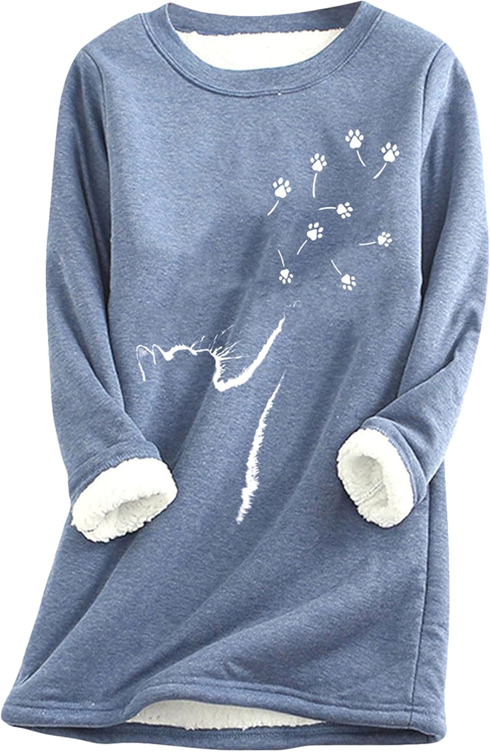 Femmes Col Rond Imprimé Chauve-souris En Peluche Hauts à Manches Longues Chemisier Mode Sweat