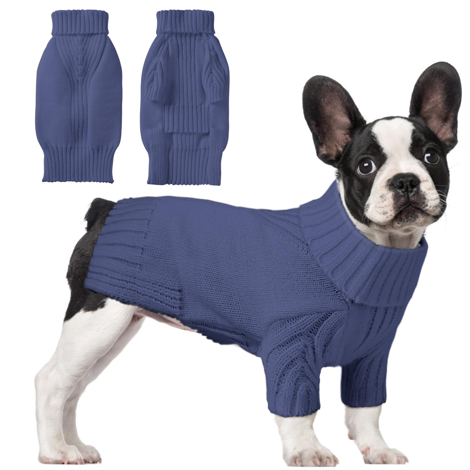 Dog Sweaters for Small Medium Large Dog, Classic Turtleneck Pet Clothes Warm Thermal Doggy Winter Coat, Thick Double Knitting Collar Pullover Cold Weather Puppy Jacket for Indoor &amp; Outdoor Wear