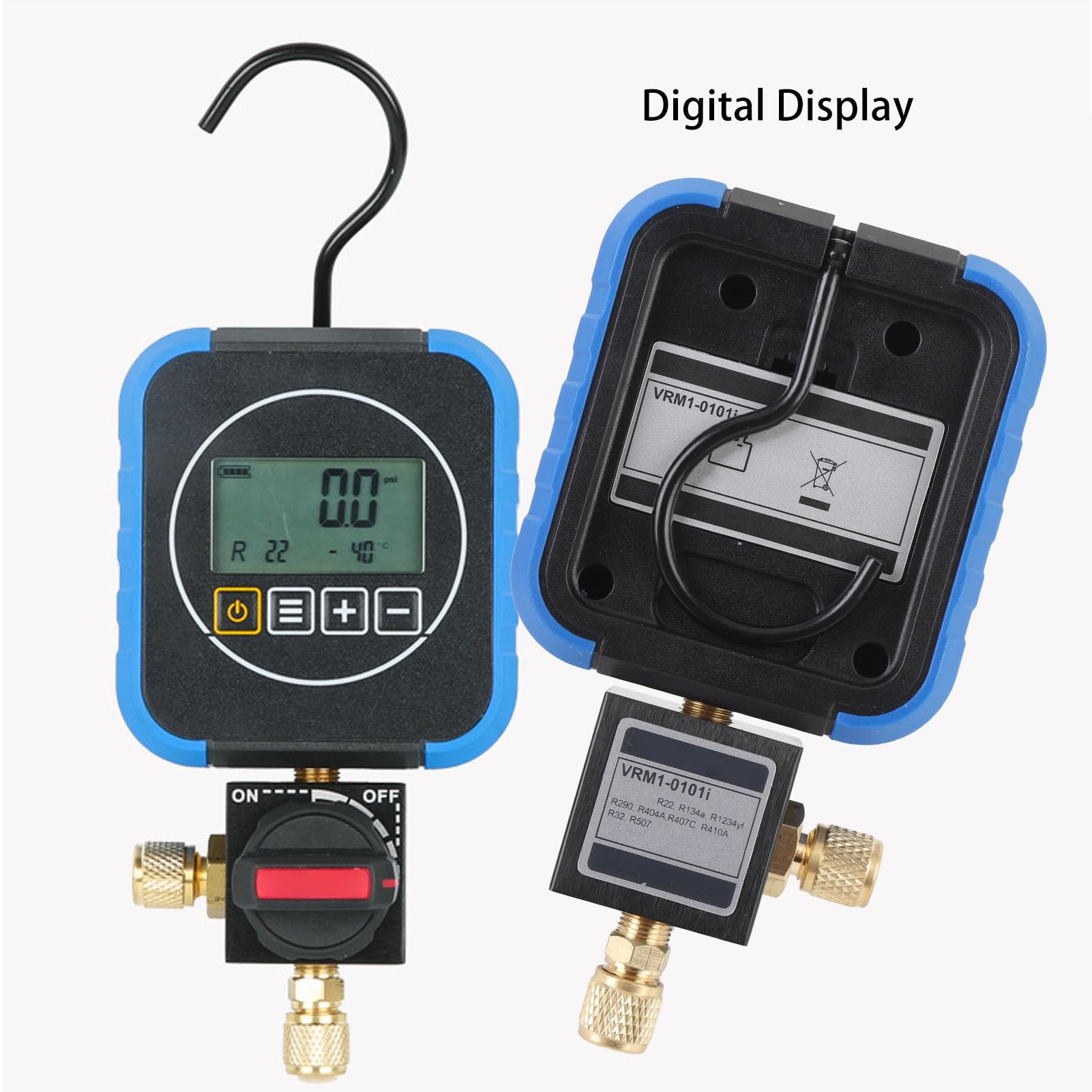 0-50-BAR Hohe Genauigkeit Digitales Kühlmittel-Druckmessgerät mit Elektronischem Display, Kit für HLK, Druckmesser und Schlauch