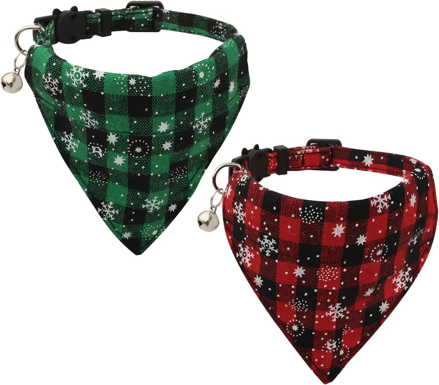 AIEX 2pcs Christmas Cat Collar Breakaway, Adjustable Cat Collar with