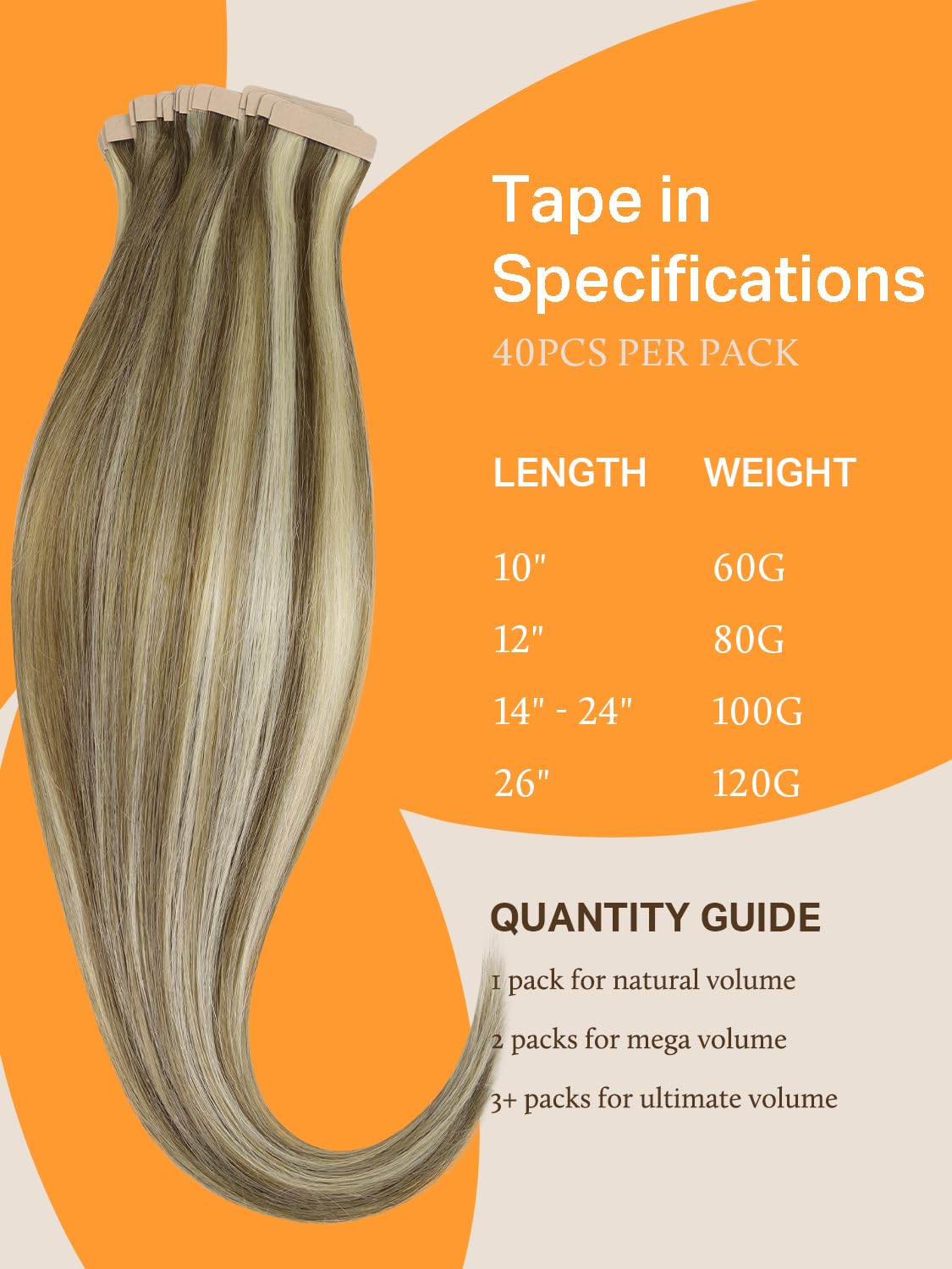 DOORES Human Hair Extensions, Light Brown Highlighted Medium Blonde 24 Inch 100g 40pcs - Image 4