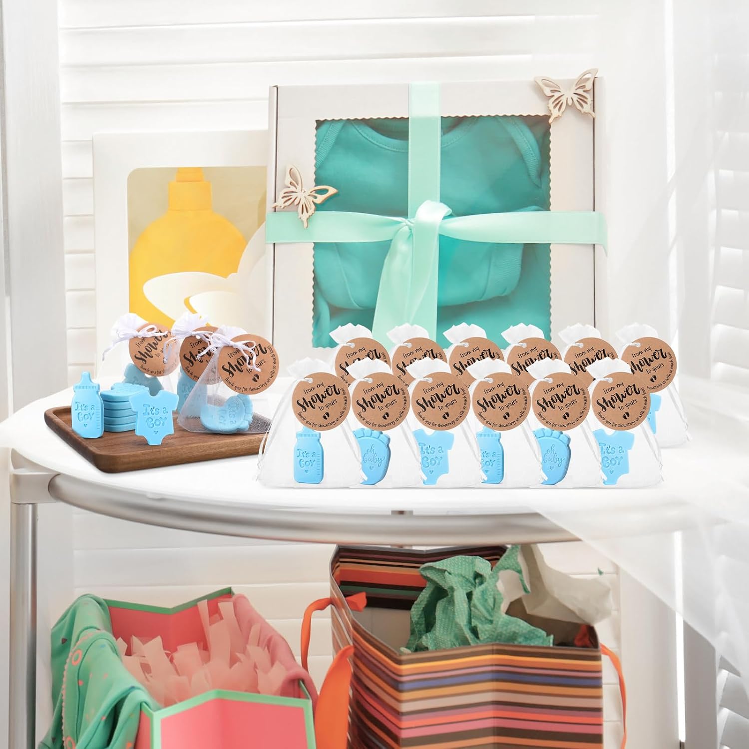 30 Set Baby Shower Soap Favors for Guests, It's A Boy, Blue