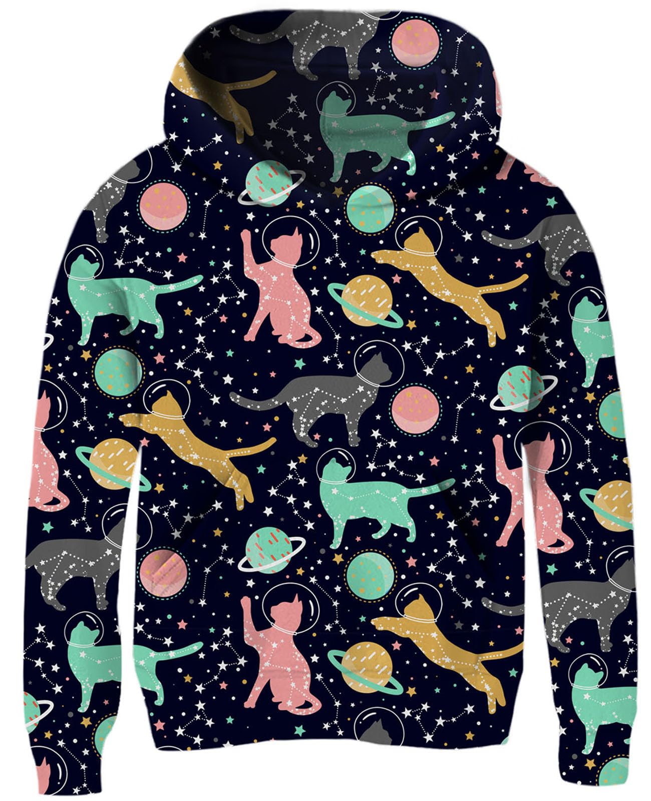 Ahegao Unisex Kids Hoodies Sweaters 3D Printed Casual Hooded Sweatshirts with Big Pockets for 4-14T Boys Girls, A1 Black Green Yellow, 4-6 Years