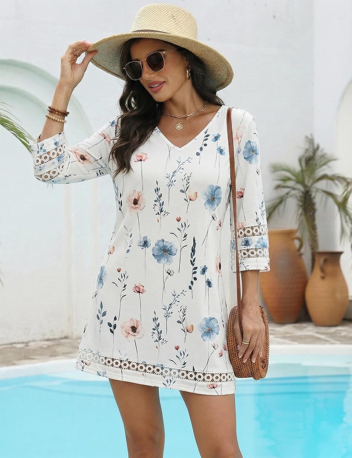 VIMPUNEC Swimsuit Coverup for Women Bathing Suit Cover Up Summer Casual Beach Dress Shirts