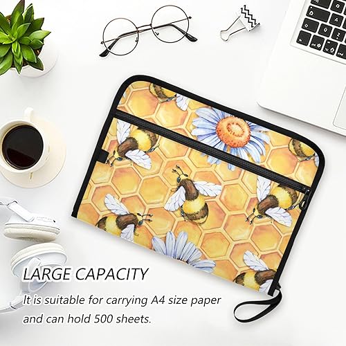 Miniatura 6 de Carpeta de archivos expansible de flores de abeja amarilla, organizador de documentos con 13 bolsillos, organizador de archivos de acordeón con