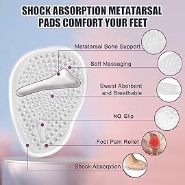 Riootlnm Metatarsal Pads, Ball of Foot Cushions, Heel Pads Inserts for Too Big Shoe, Reduce Foot Pain, No Slip Heel Grips Liners Pads for Loose Shoe, Blisters (2pairsclear)