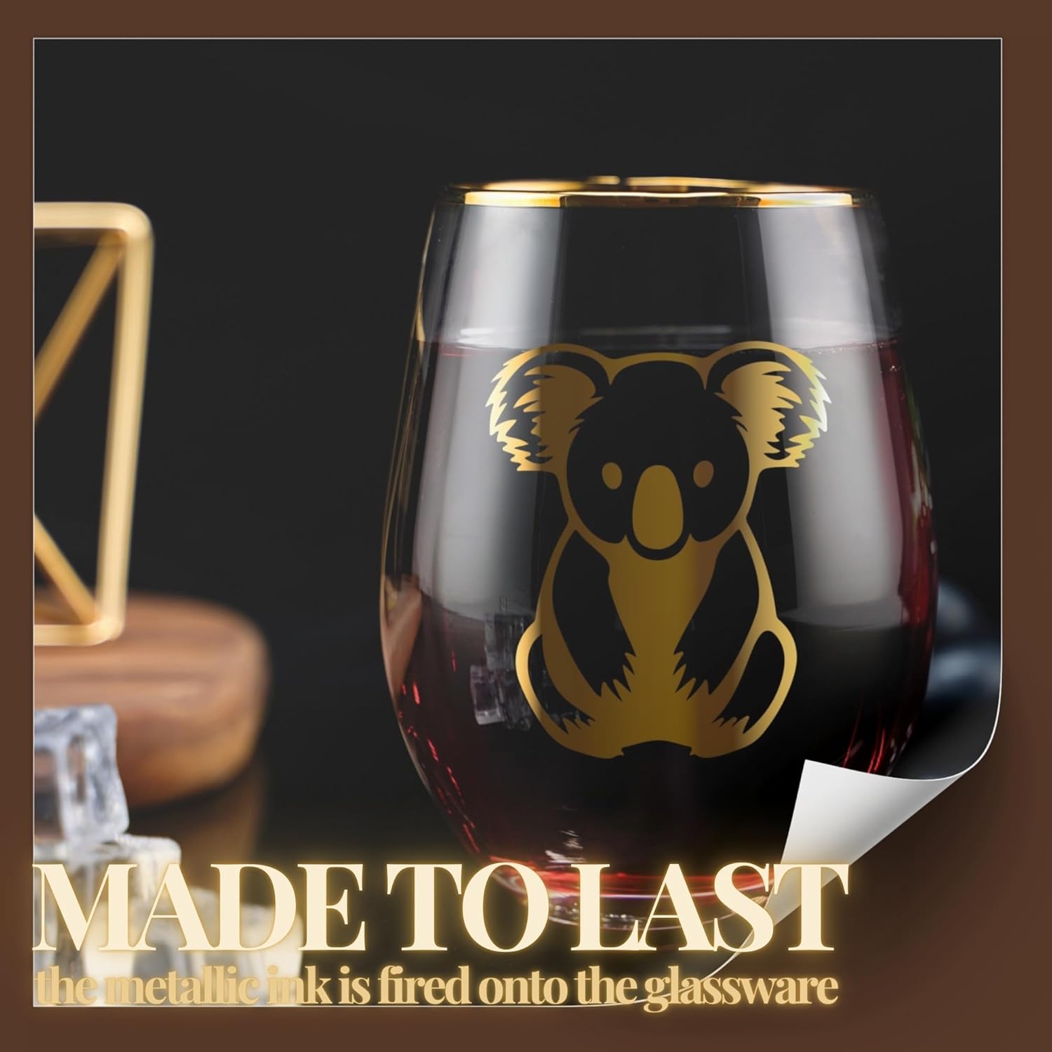Onebttl Koala Gifts for Women, 18oz Stemless Wine Glass with Message Cards, Birthday Gifts for Koala Lover - Image 3