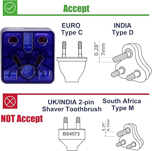 Miniatura 3 de ROAD WARRIOR Adaptador de enchufe de EE. UU. EuropaReino UnidoChinaAustraliaIndiaBrasil para salida de EE. UU., no convierte voltaje RW111BL