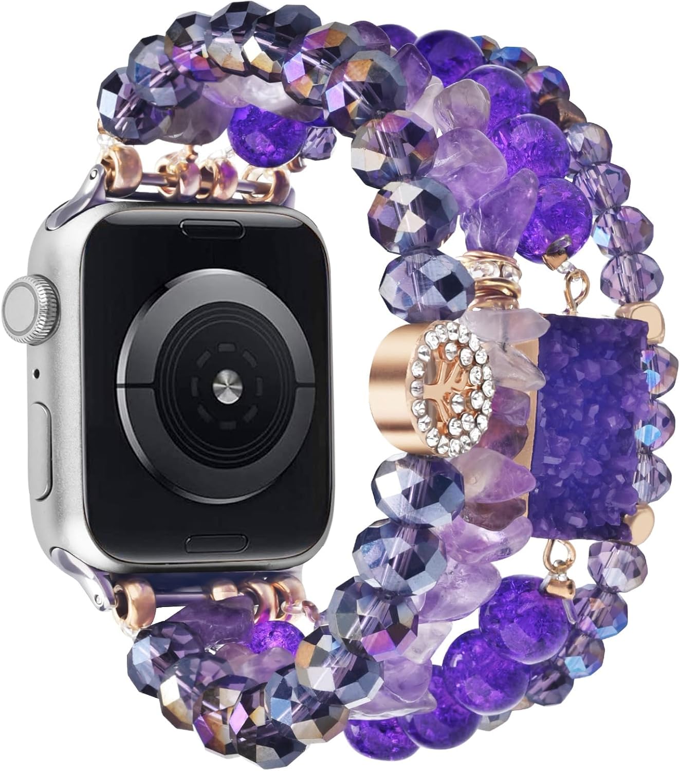 VISOOM Beaded Boho Bracelet Compatible for Apple Watch 40mm/41mm/42mm/38mm Iwatch Series 11 10 9 8 7 SE 6/5/4 Women Fashion Cute Handmade Crystal Beads Stretchy Watch Strap for iWatch Bands 3/2/1