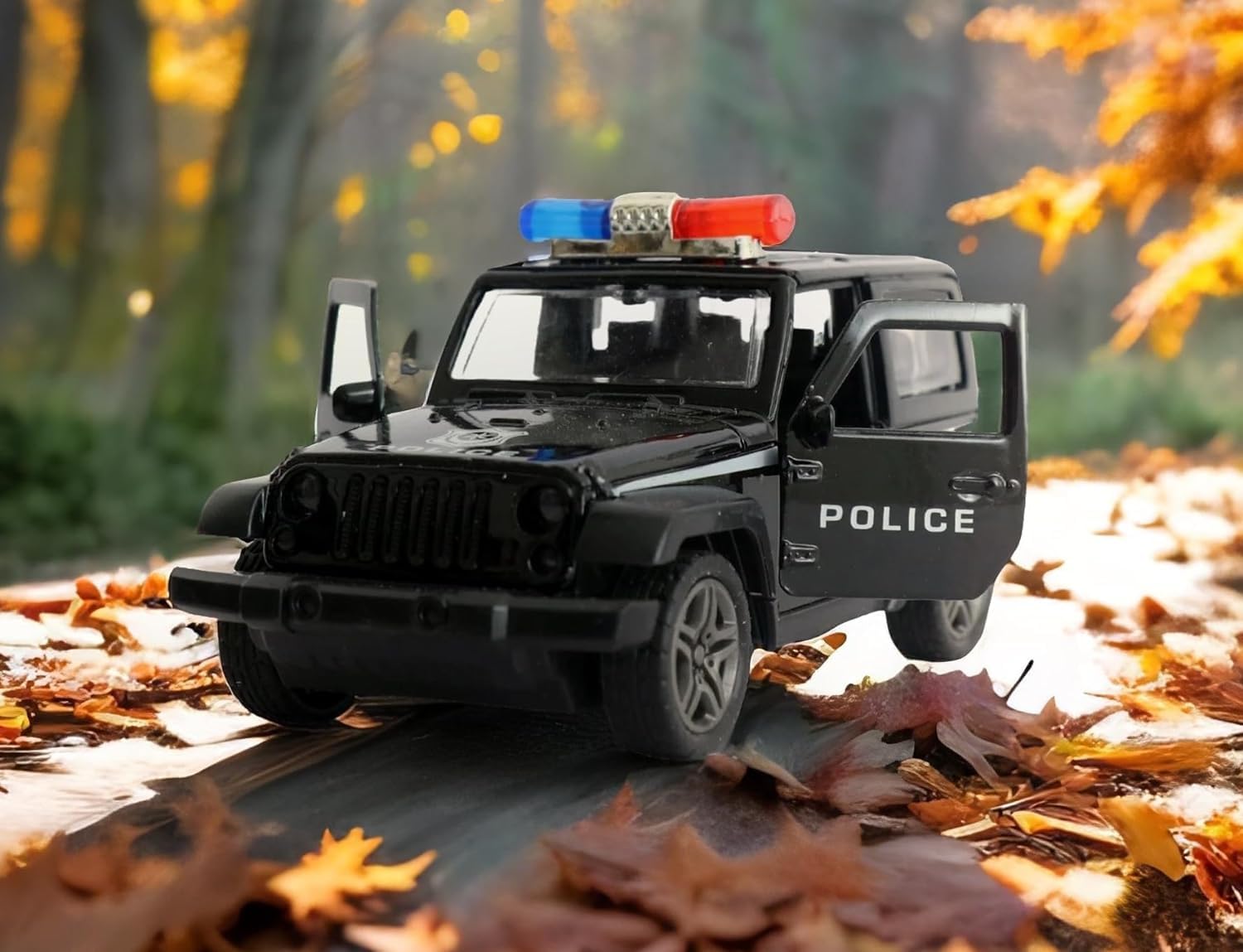 CLEVER TOTS Die Cast Metal Thar Jeep with Pull Back Function and Open Doors, Police Thar for Kids, Random Colour