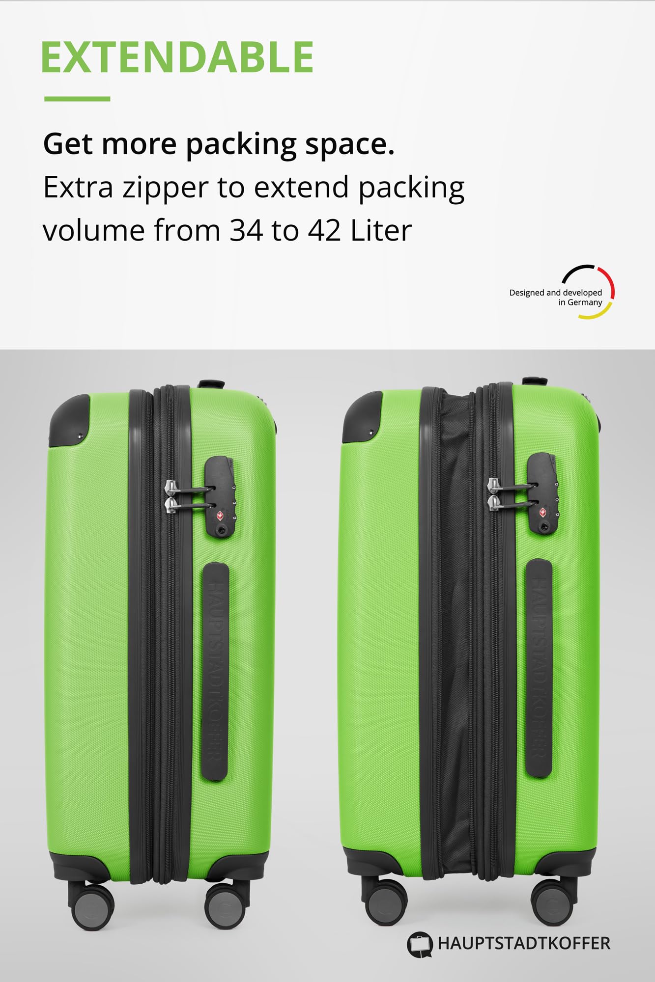 HAUPTSTADTKOFFER - Spree - Maleta rígida, Trolley expandible, Equipaje de Viaje, 4 Ruedas Dobles, TSA, 65 cm, 74 litros, Champán — view 274