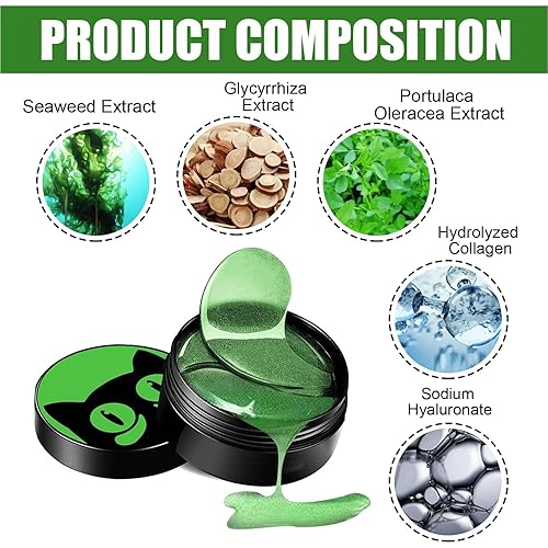 Miniatura 6 de Máscara de ojos de algas marinas, parches debajo de los ojos con colágeno y ácido hialurónico, máscara de ojos tensores de algas marinas,