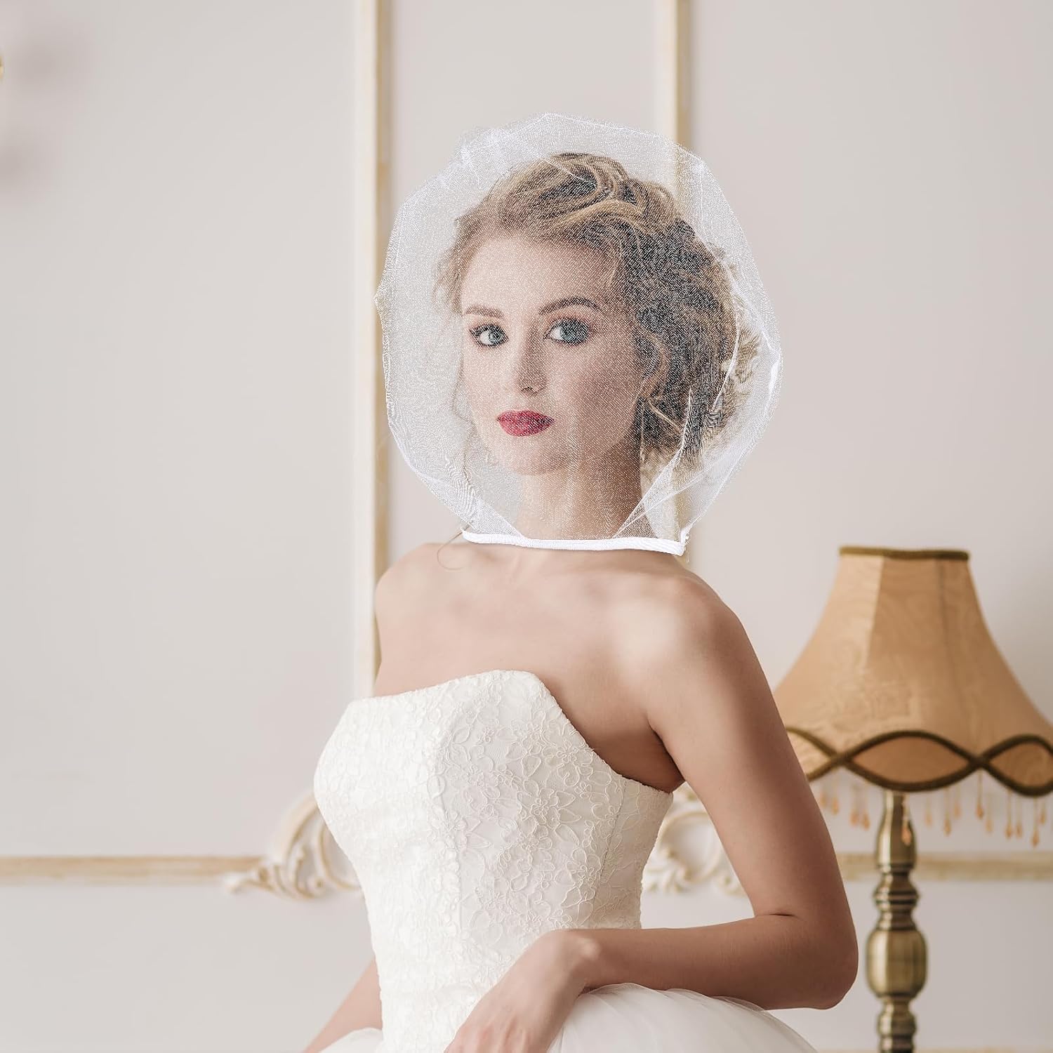 3 PCS Face Shield for Hairspray, Reusable Chiffon Cosmetic Face Makeup Protector Hood, Washable Zipper Closure Clothing Protector Cover Mask for Women Girls Wedding Prom Costume Party Travel (White)