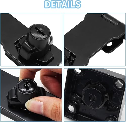 Miniatura 2 de 2 cerraduras de cerrojo con llave, cerrojo de seguridad negro de 3 pulgadas con cerradura, cerrojo de bloqueo con llave con perilla giratoria con