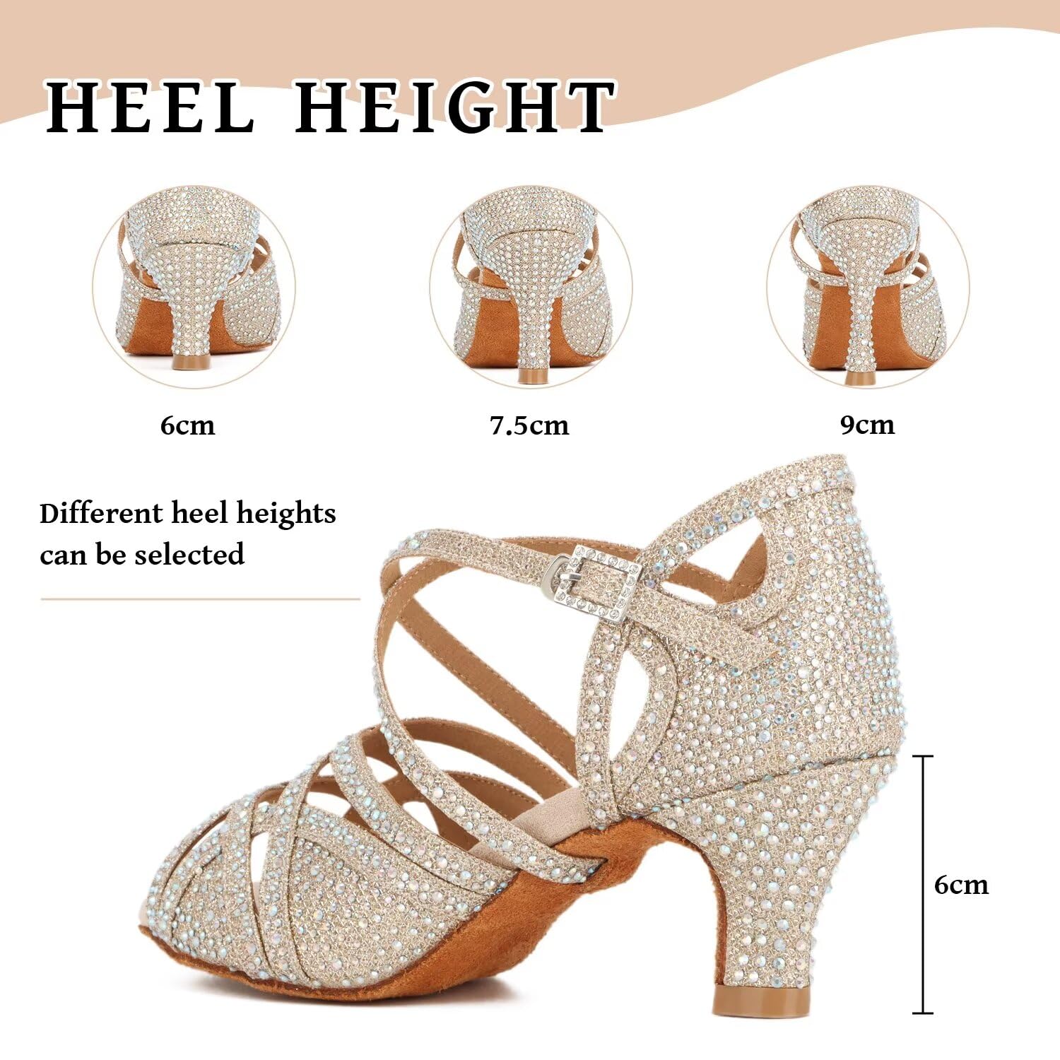 Donne Strass Scarpe da Ballo Sala Latino Salsa Danza Tacchi Scarpe Peep Toe Cross Strap Scarpe Donna