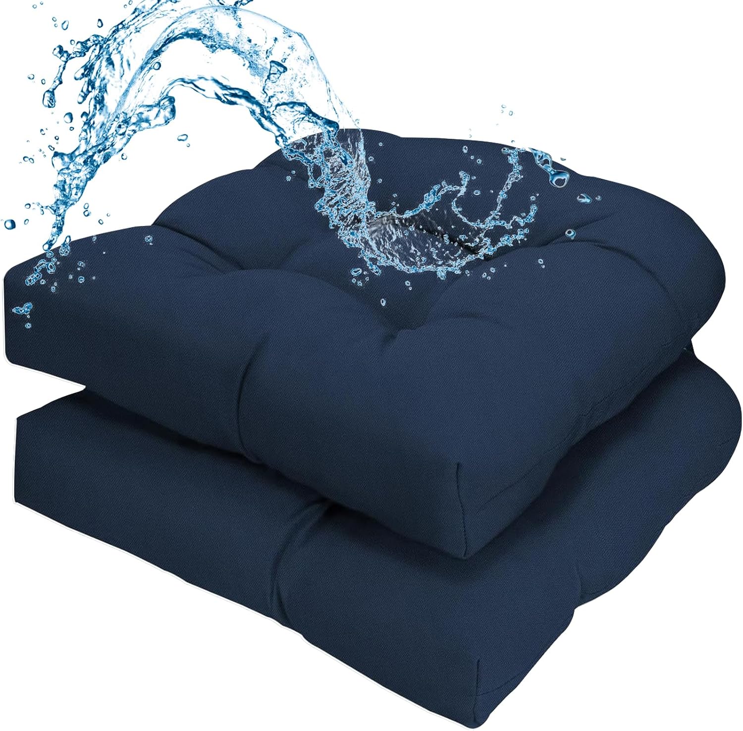 Patio Outdoor Chair Cushions Set of 2 Waterproof 19.5" x 19.5" x5" Outdoor Wicker Chair Cushion with Thick PP Cotton Resistant Patio Furniture Pads for Indoor & Outdoor Wicker Chair Cushion, Black