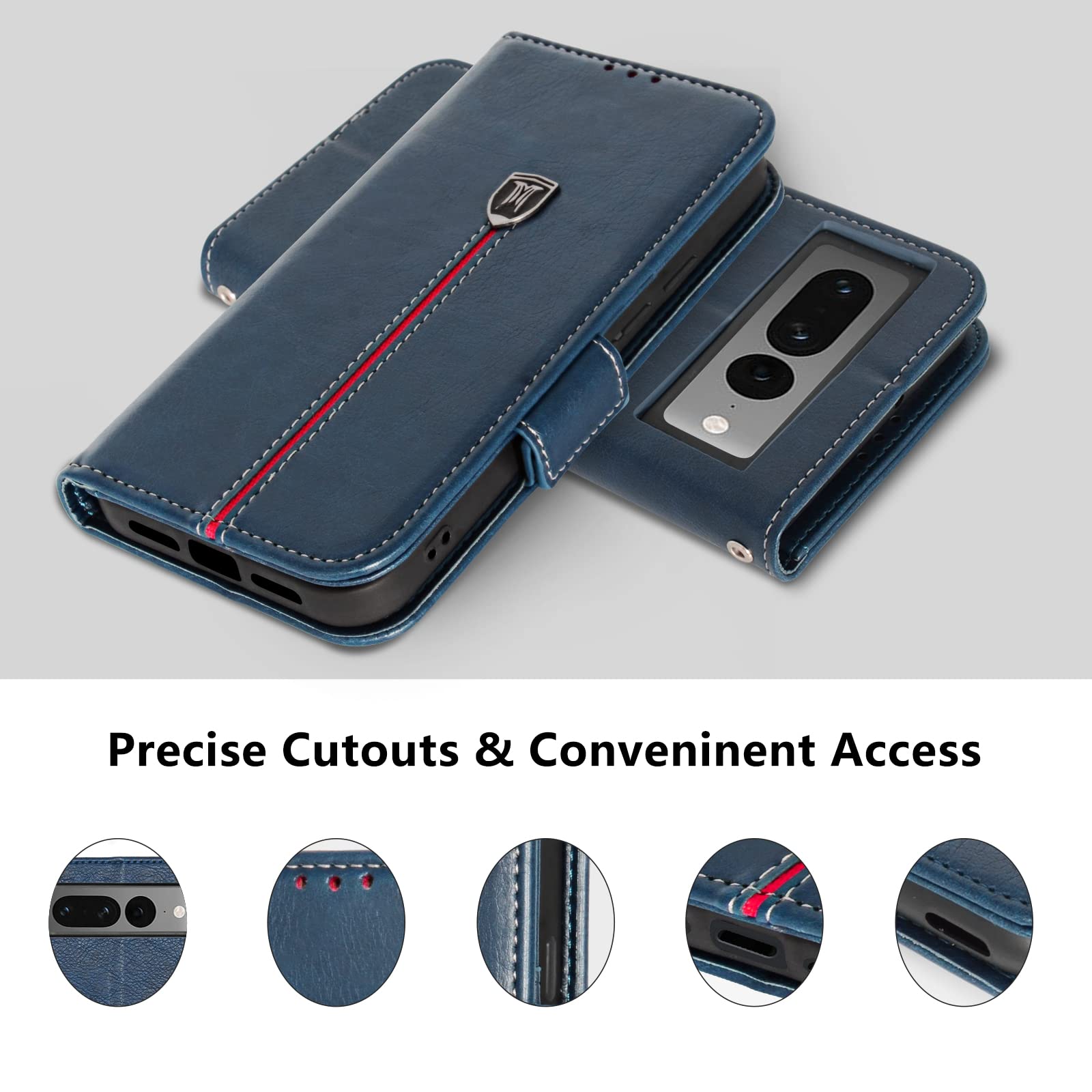 Custodia Portafoglio In Pelle Per Google Pixel 7 Con Supporto E Slot Carte - Colore Torre - copertina