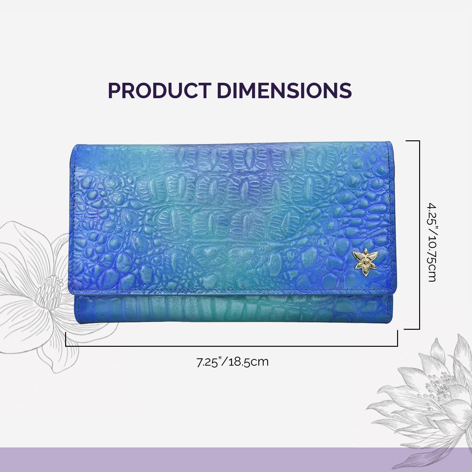 Anuschka Women’s Hand-Painted Genuine Leather RFID Blocking Three Fold Wallet - Crocodile Embossed
