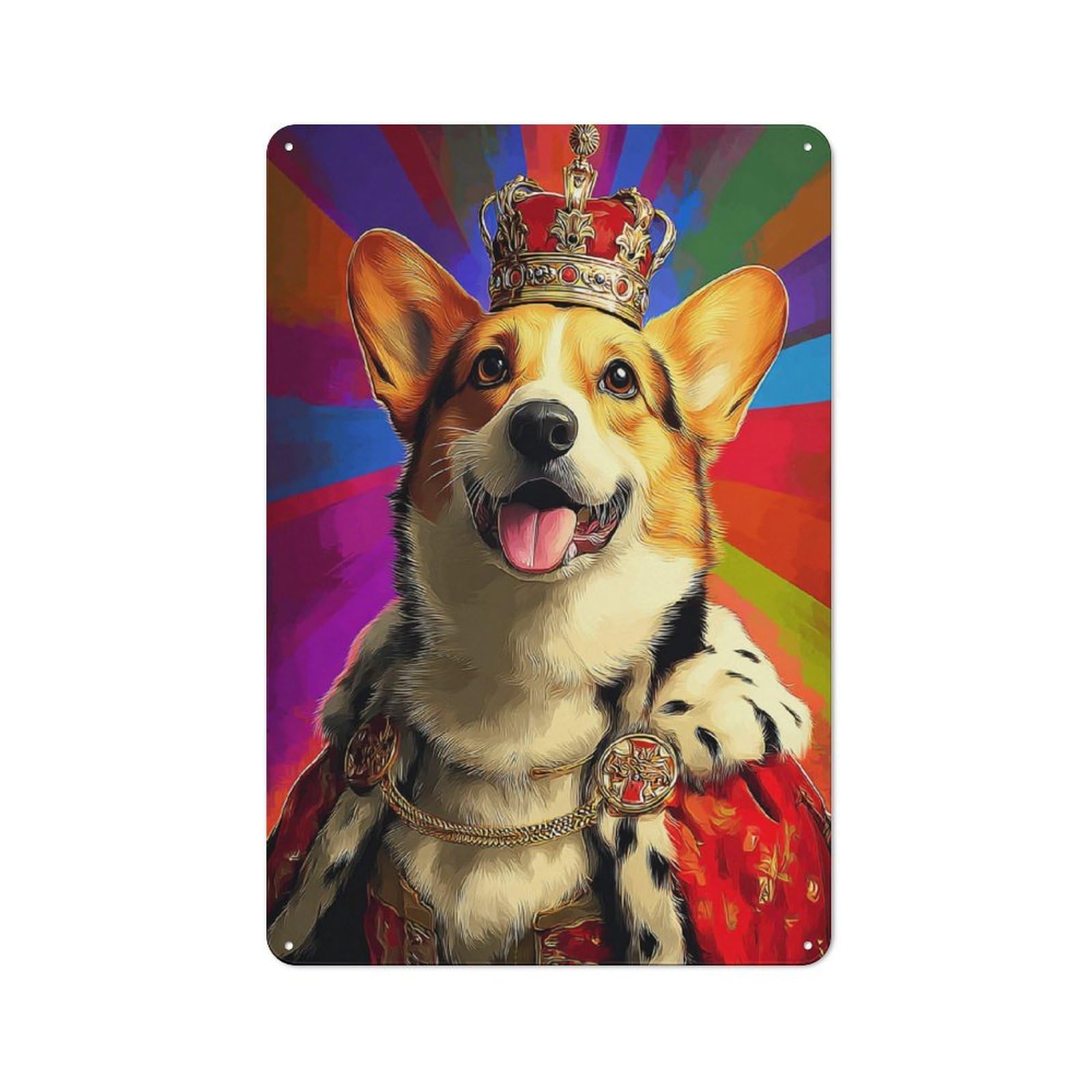 Junmoney Royal Corgi Majesty Tin Sign 30X20cm With For Workshop Wall, Retro Decor, For Vintage Wall Decor Fans, For Garage And Workshop Walls