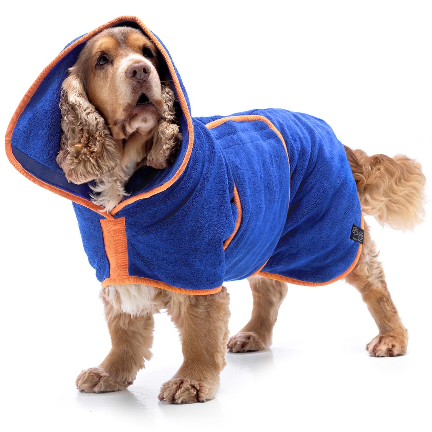 Lucky Paws® Płaszcz do suszenia psów w Wielkiej Brytanii, dwuwarstwowy szlafrok do suszenia w ciągu kilku minut, super chłonny ręcznik dla psa i ultramiękki szlafrok dla psa w jednym luksusowym