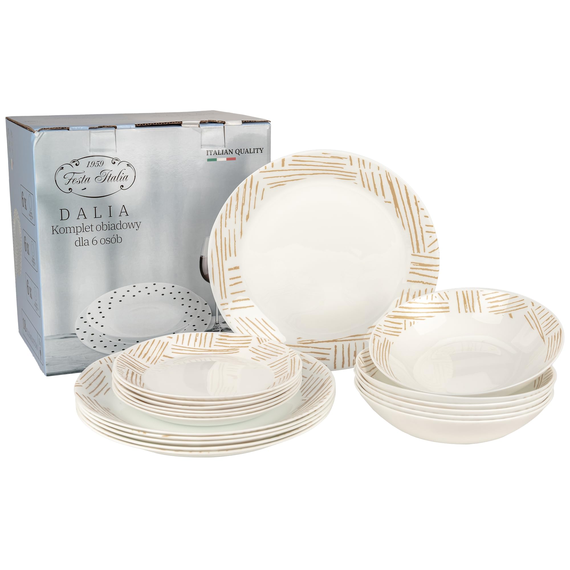 Service Vaisselle 6 Personnes - 18 Pièces - Verre - Assiettes Service de Table - Ensemble Vaisselle de Table Moderne - Assiette et Arts de la Table - Assiettes Plates