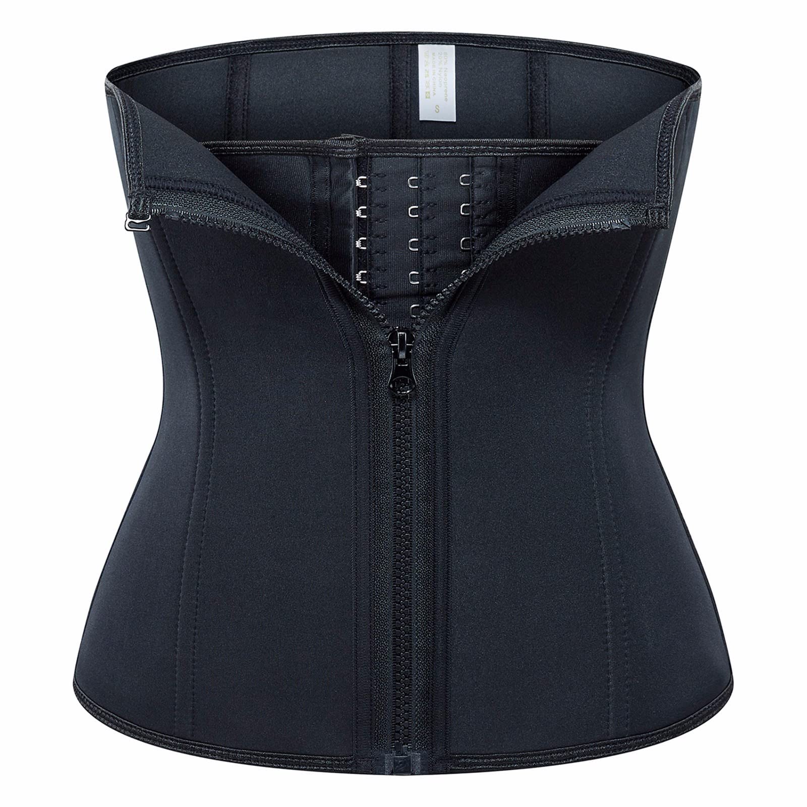 Corsetto Addominale con Cerniera in Vita, Corsetto per Donna, Doppio Rinforzo, Vita e Addome, Nero - XXXXL