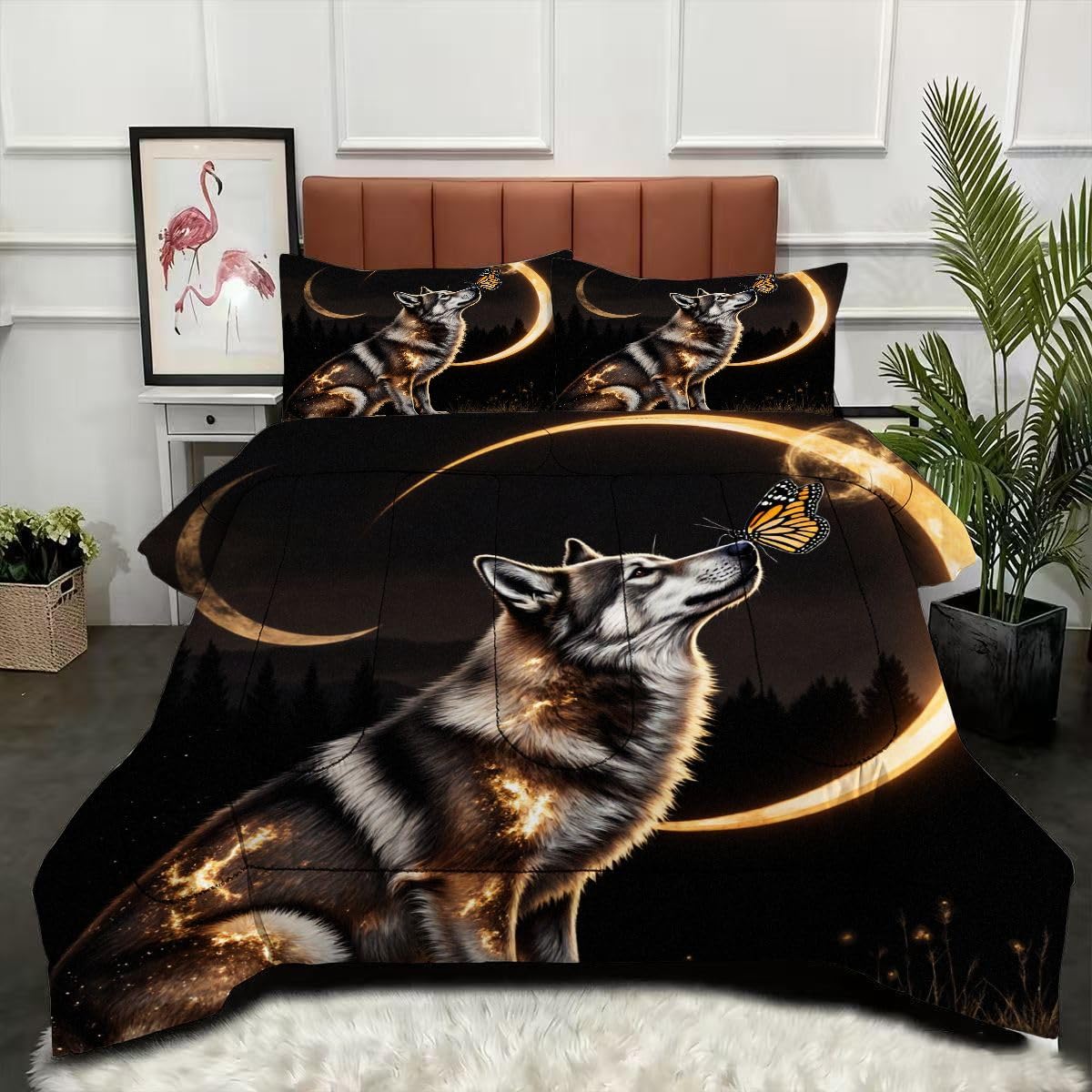 Couette 240 x 260 cm loup gris pour transformer l'ambiance de votre chambre à coucher adulte