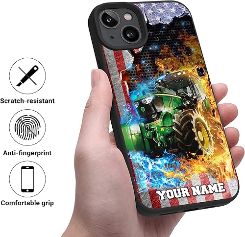 Miniatura 4 de Funda personalizada de tractor con nombre personalizado para iPhone 1514131211 Pro Max, Samsung S24S23S22S21S20 FEPlusUltraA15A25A34A14A54A54A03SA53