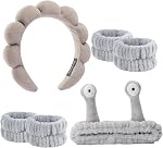 Spa Headband and Wristband Set, Face Wash Headband Makeup Skincare Headband Wrist Bands for Washing Face (blue)