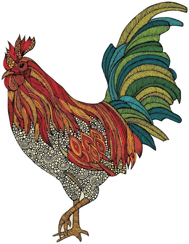 Rooster Animal Art Wall Sticker Decal, Small, Multicolored