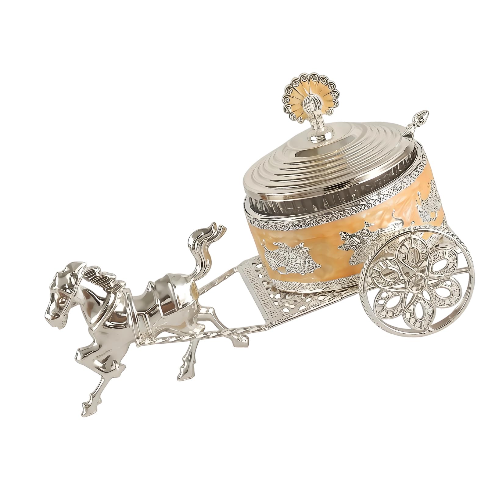 Limtula Alloy Seasoning Canister with Classical Carriage Engravings Multipurpose Sugar Jar Container for Kitchen Counter Display Antique Carriage Sugar Jar