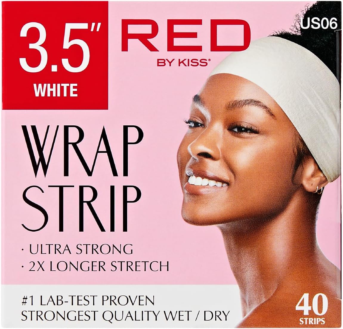 Red by Kiss Hair Wrapping Strip, Ultra Strong 2X Longer Stretch, 40 Strips, Suitable for Wet/Dry Hair, White, Styling Paper for Sleek Hairstyles (3.5", White, 1 PACK)