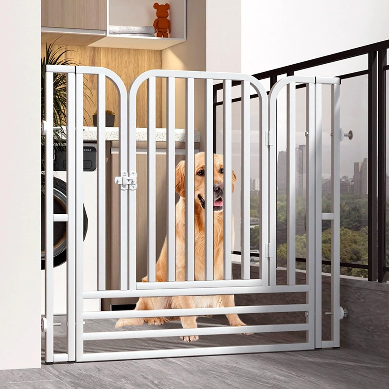 Indoor Metal Pet Enclosure,extra Tall Cat Gate,Suitable For Large, Medium,small Dogs As Well As Cats,ideal For Installation In Doorways Or At The Bottom Of Stairs(H:80cm,W:76-84cm/29.9-33.1in)