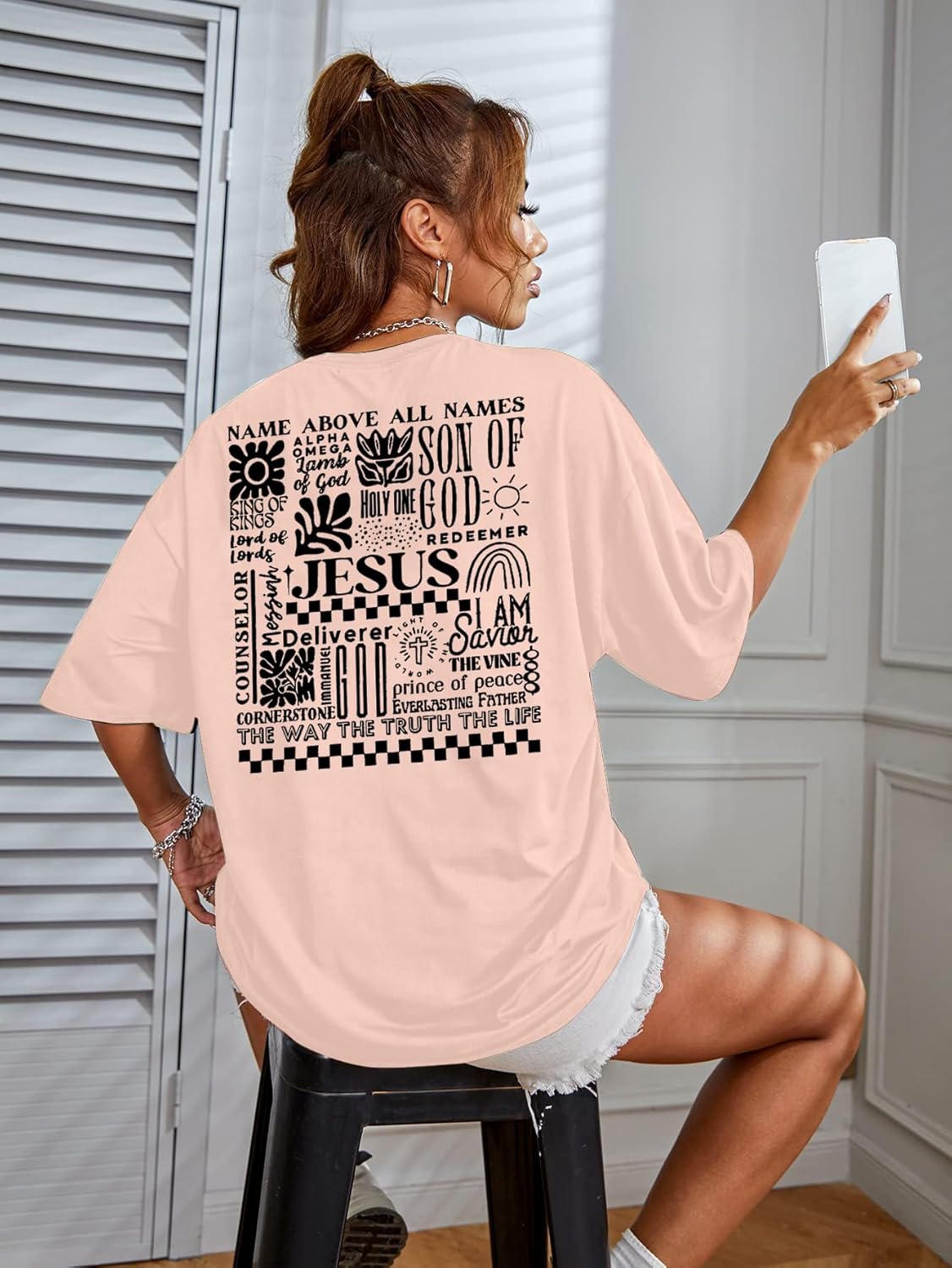 Jesus Oversized Shirts Women Christian: Faith Tshirt Bible Verse Shirts God Religious Tee Christian Inspirational Tops - Image 5