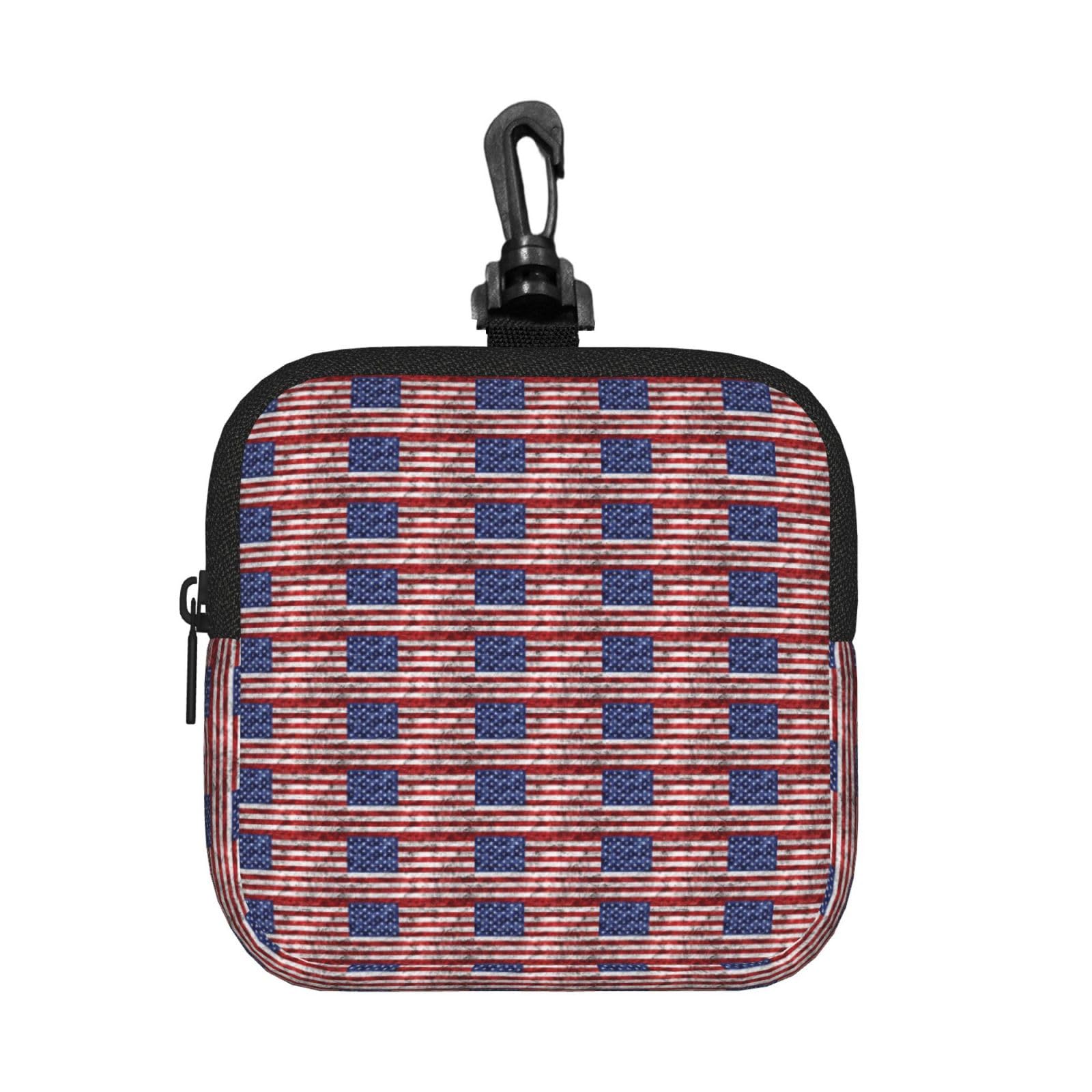 Ercgad Unisex Black American Flag Independence Fourth Of July Print Square Storage Bag Travel Toiletry Cosmetic Organizer Pouch Lightweight Reusable