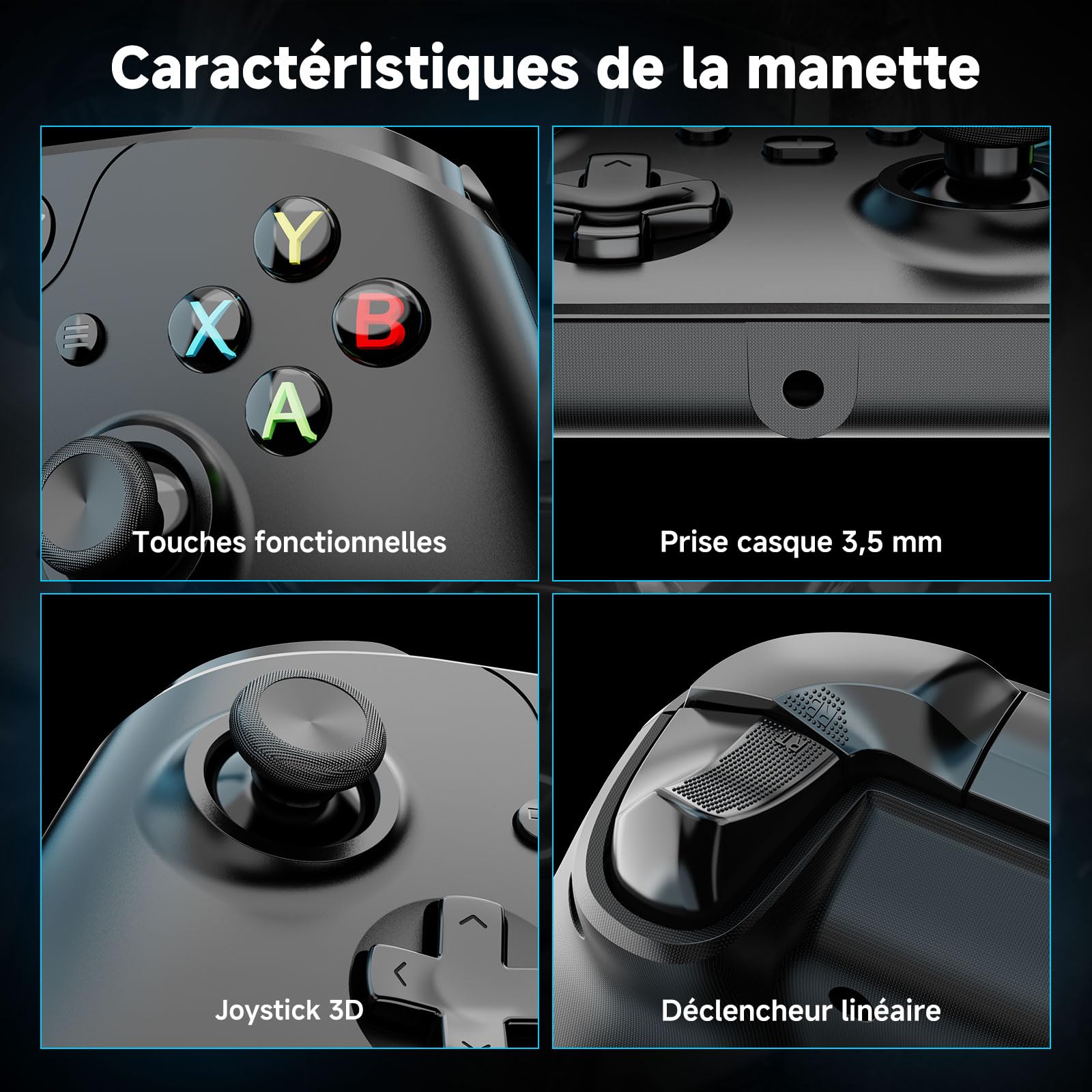YCCTEAM Manette Filaire pour Xbox One, Manette de Jeu USB Xbox One Compatible avec Xbox One/S/X/PC Windows 10/11 avec Prise Audio Casque 3,5 mm (Noire)