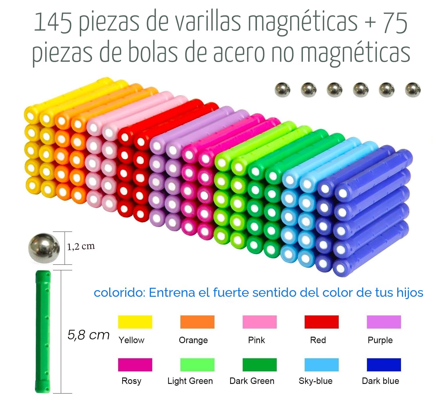 220 bloques magnéticos de palos, juguetes educativos magnéticos, juguetes de apilamiento, juguetes STEM, juguetes de construcción no tóxicos, rompecabezas 3D con bolsa de almacenamiento