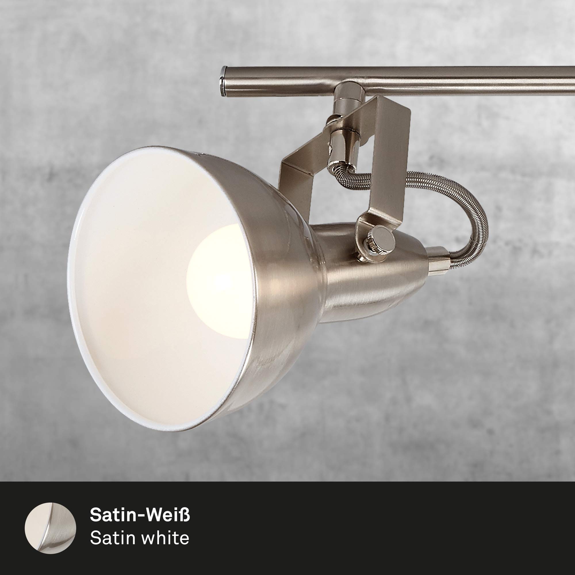 BRILONER - Deckenlampe Vintage schwenkbar, E14 Fassung, max. 40 Watt, Deckenleuchte, Lampe, Wohnzimmerlampe, Schlafzimmerlampe, Küchenlampe, Deckenstrahler, Deckenbeleuchtung, 79x19 cm, Satin-Weiß
