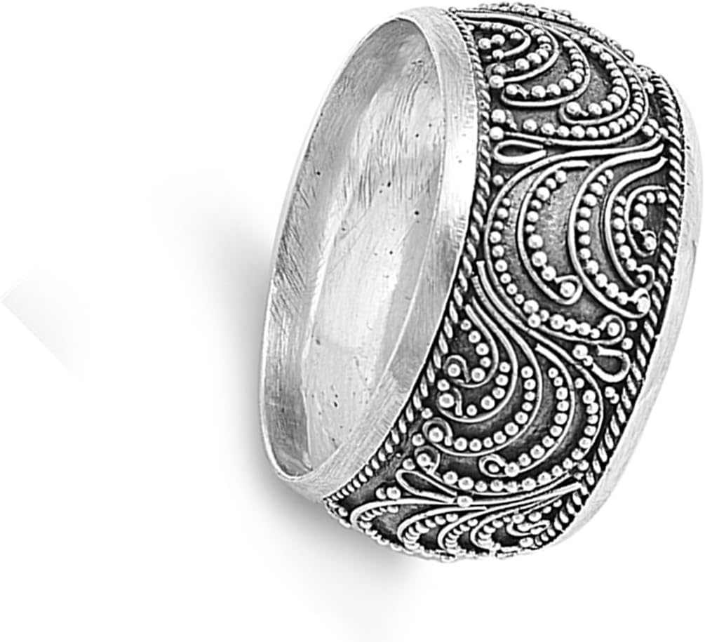 Bali Filigree Oxidized Unique Thumb Ring New 925 Sterling Silver Band Sizes 5-12