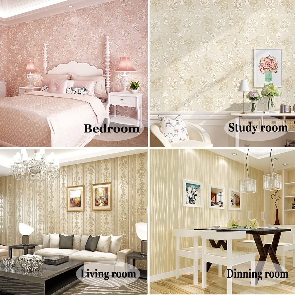 Carta da Parati Carta da Parati Autoadesiva in Rilievo in Stile Europeo in Stile Europeo, Facile da Attaccare E Buccia Camera da Letto Soggiorno Decoration Wall Sticker