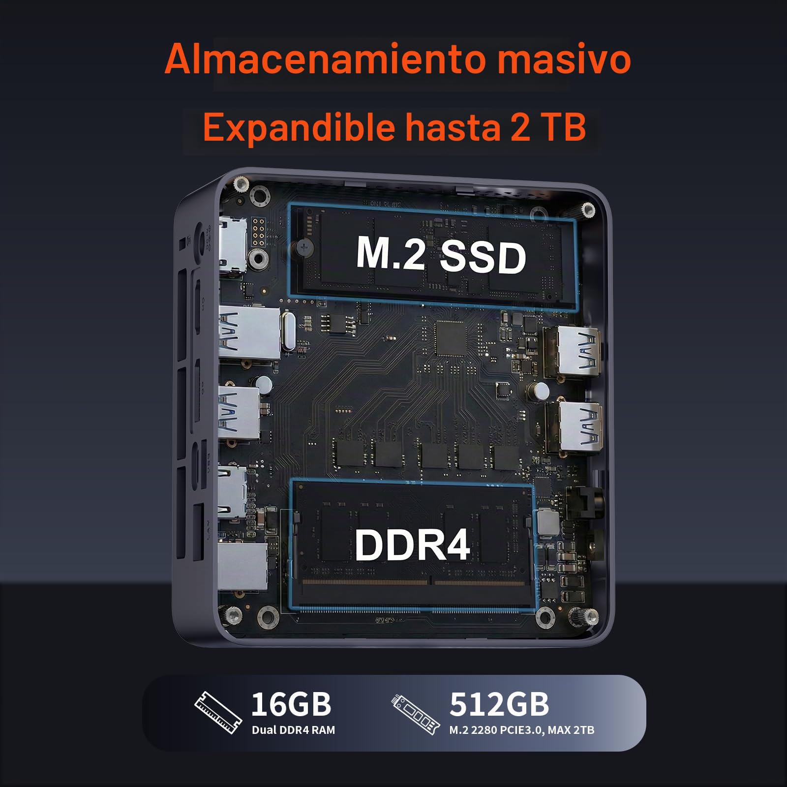 AWOW Mini PC 16 GB DDR4, 512 GB PCIe 3.0 SSD