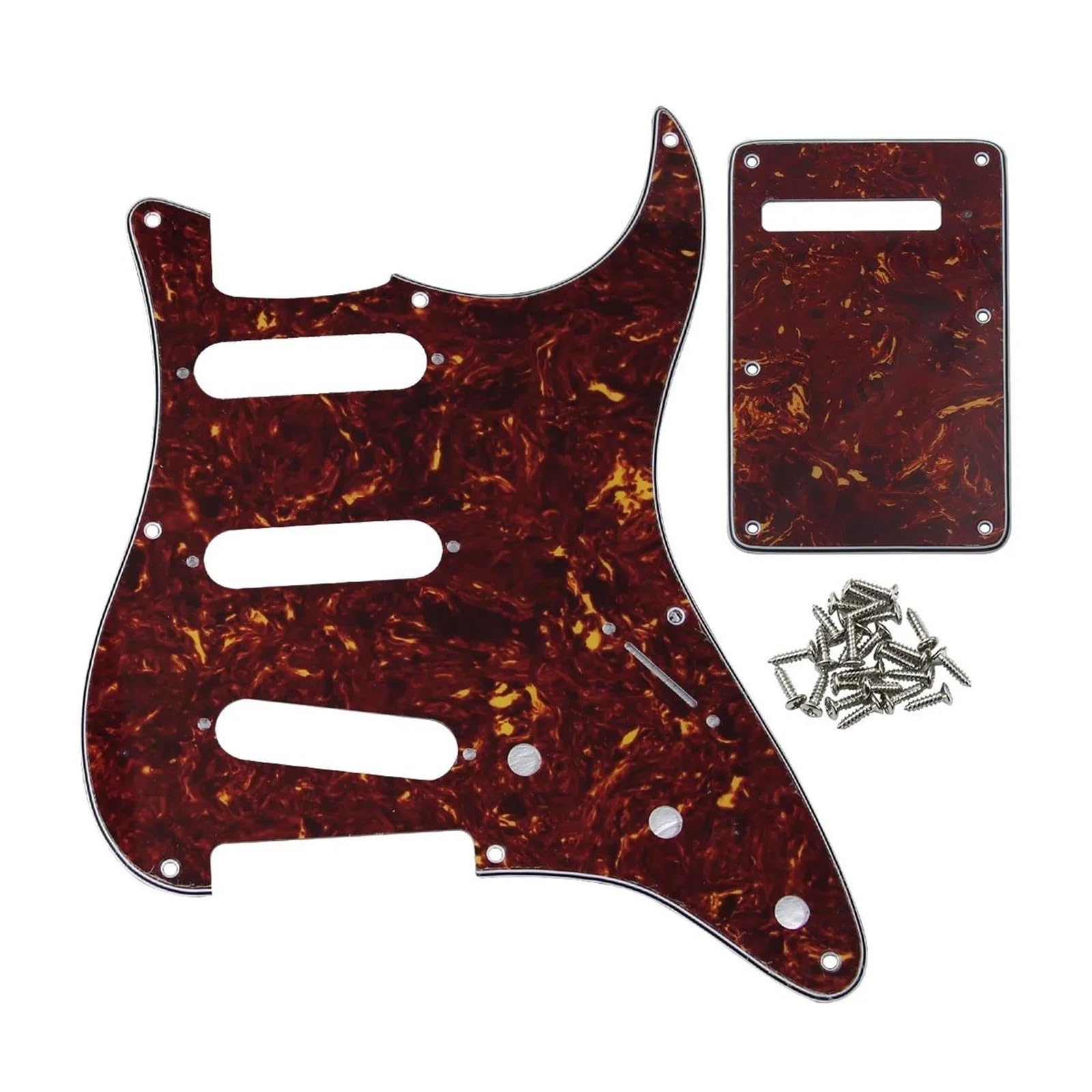 maskownica do gitary Zestaw części gitarowych Vintage 8 otworów ST Guitar Pickguard SSS Pick Scratch Plate + Back Plate + Screws(Red Tortoise Shell)
