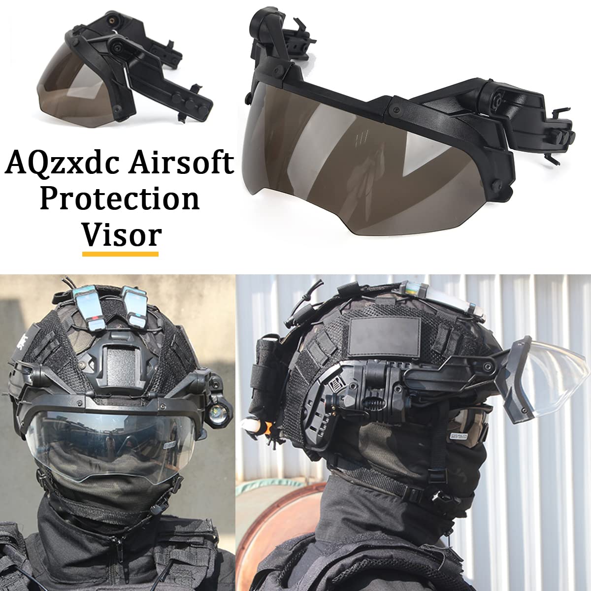 Equipaggiamento tattico, Casco da Gioco di Paintball con Visiera Torcia elettrica Lampeggiante Set di copricasco per Softair sparatutto Giochi di Guerra Oggetti di Scena