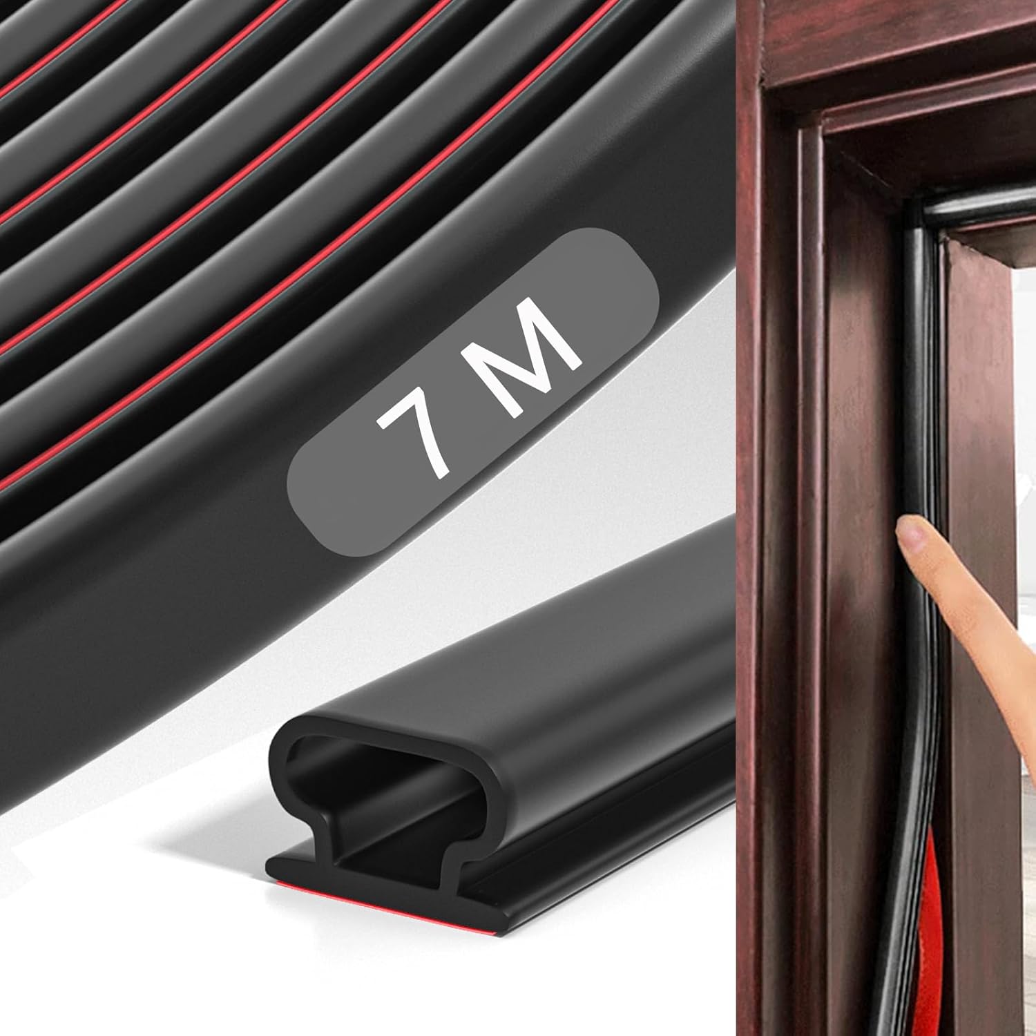 Black Weather Stripping Door Seal Strip, DShaped Rubber SelfAdhesive