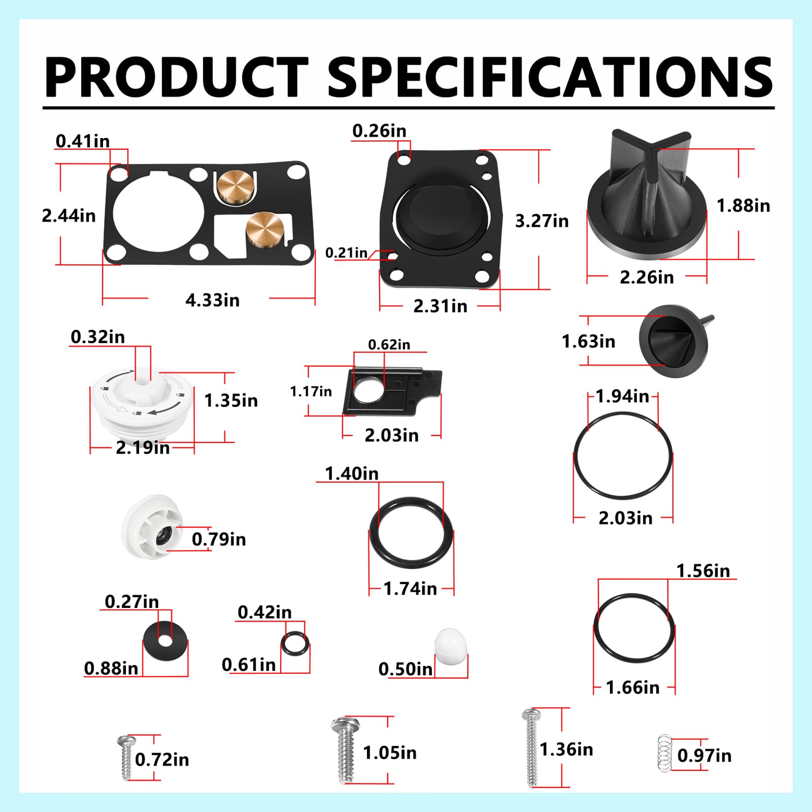 Bonbo 29045 compatible avec les kits d'entretien de toilettes manuels Jabsco Twist N Lock Marine 2008-2023