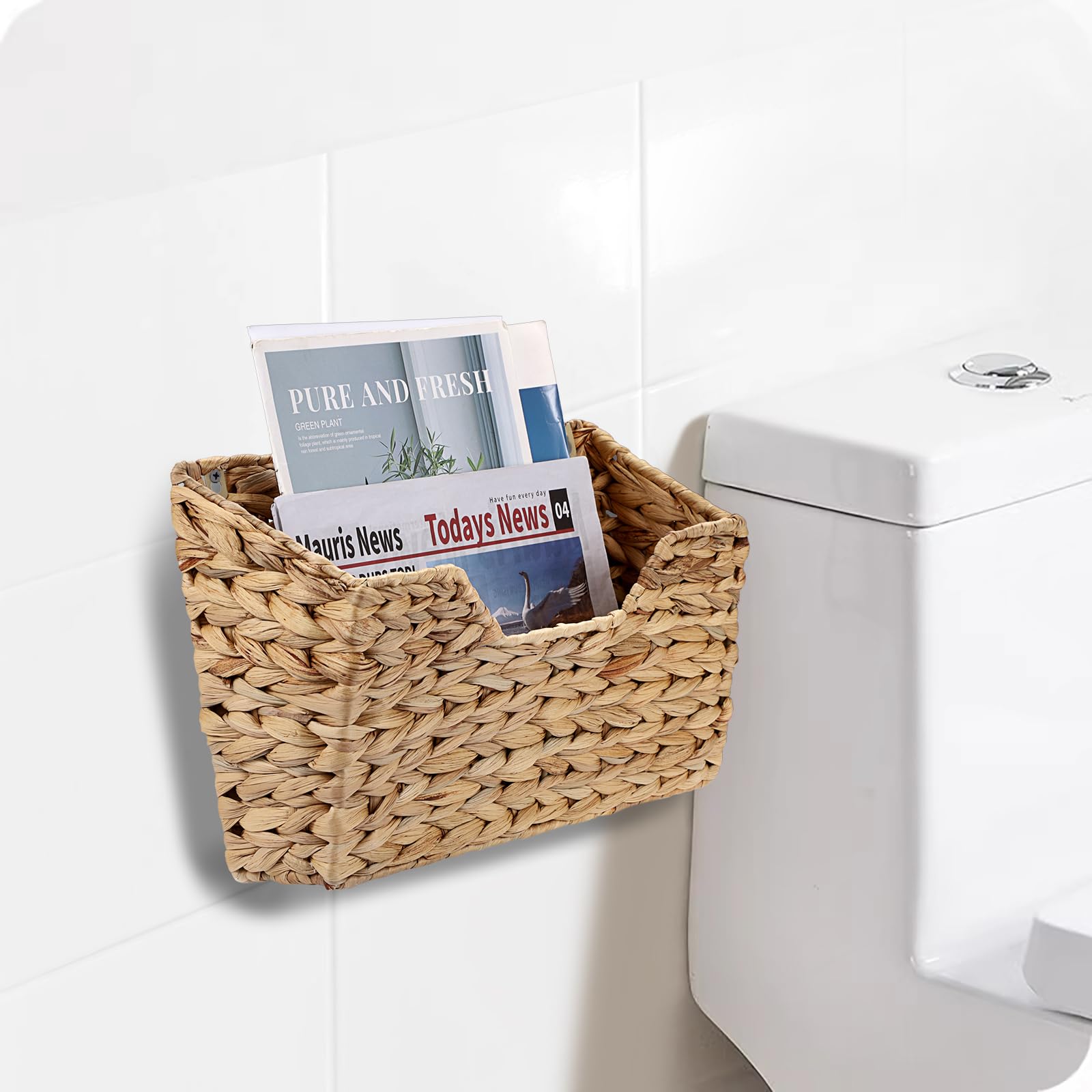 BTSKY Organizer per posta da parete, in giacinto d'acqua, supporto per documenti da appendere, con manico, per casa e ufficio, 33,8 x 14 x 23 cm