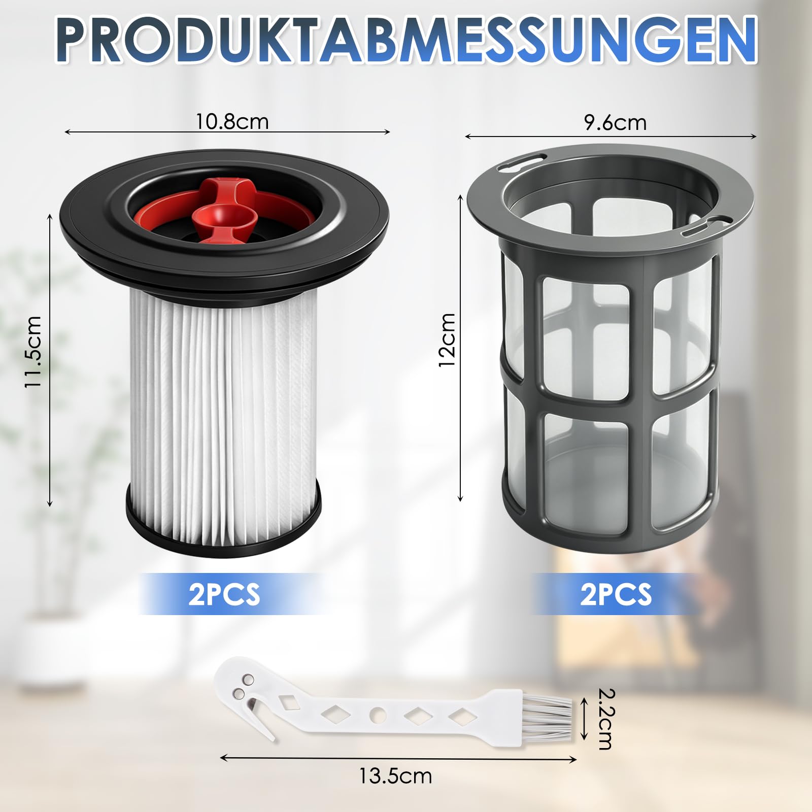 Zestaw 2 filtrów zamiennych do Bosch Unlimited Gen2 Series 8 – zawiera 2 x filtr HEPA, 2 x ochrona przed kłaczkami + szczotka do czyszczenia, kompatybilny z Bosch 12036642, 12023349