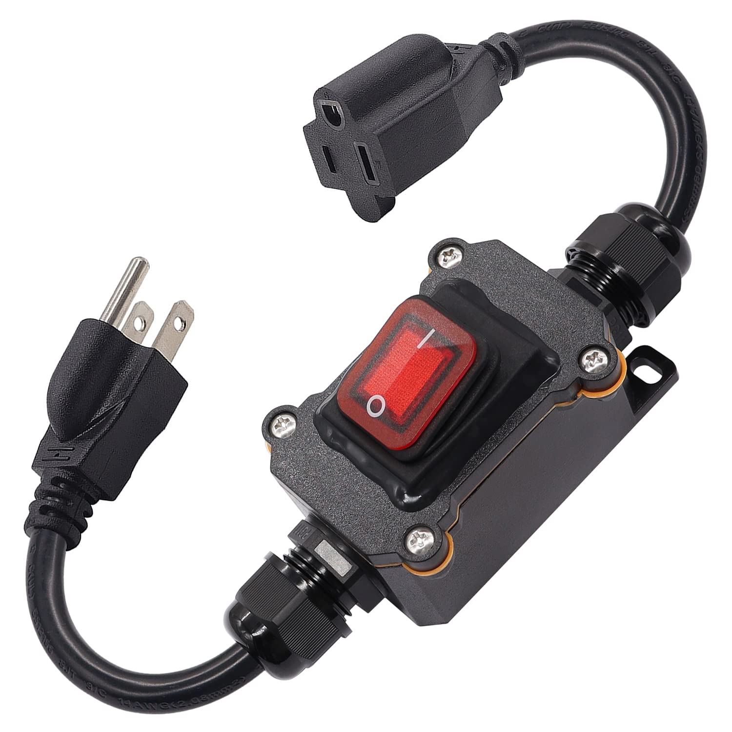 weideer Extension Cord with Inline Switch On/Off IP67 Waterproof